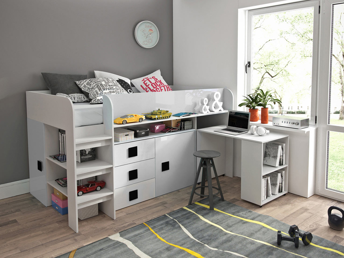 Rúm Hartford 190 (Hvítur + Hvítt háglans + Svart háglans)