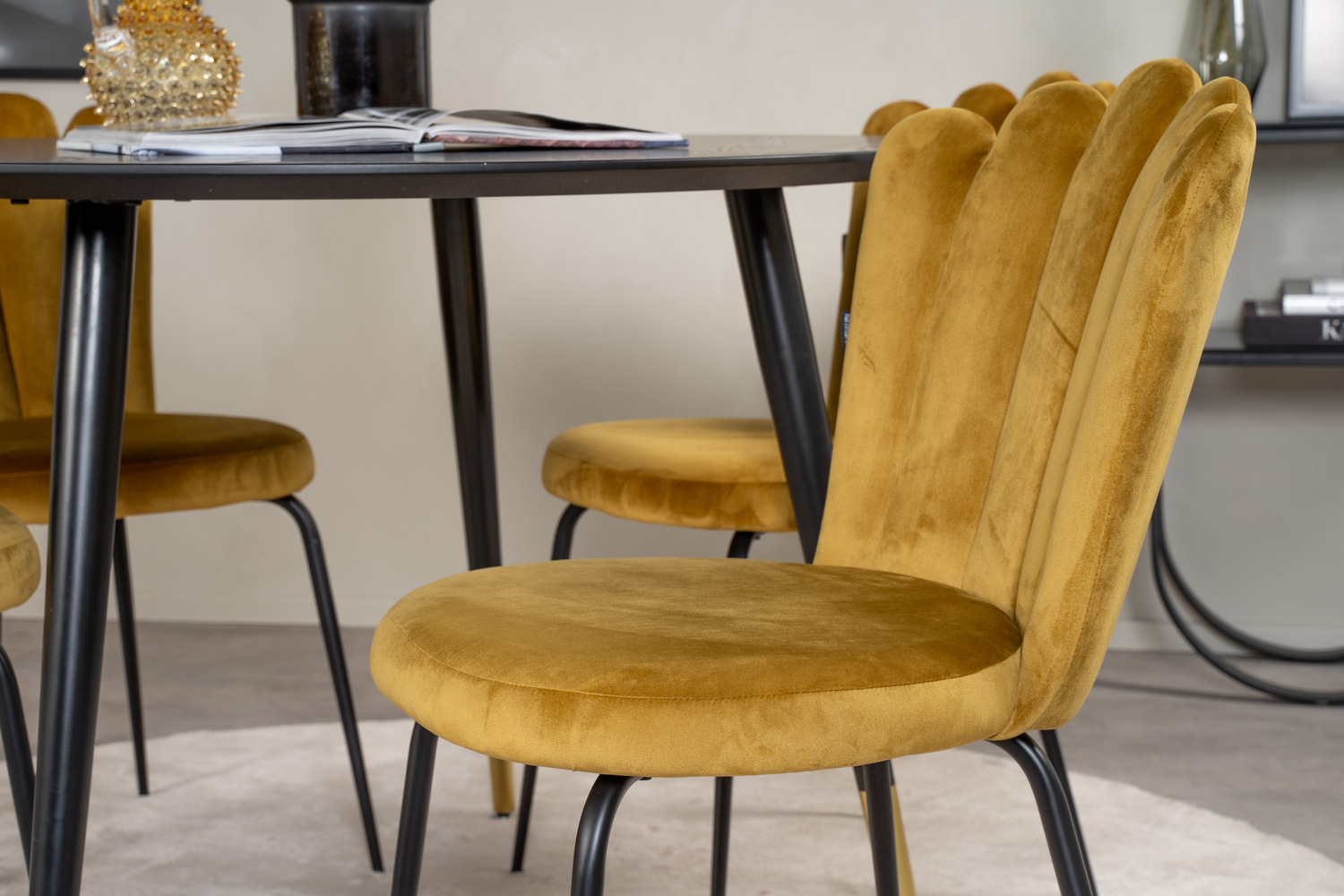 Borðstofusett Dallas 1177 (Gulur + Svartur)