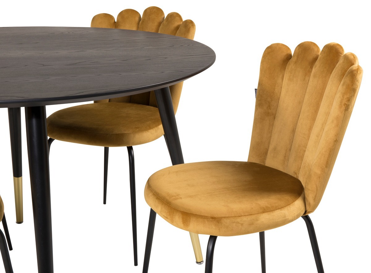 Borðstofusett Dallas 1177 (Gulur + Svartur)