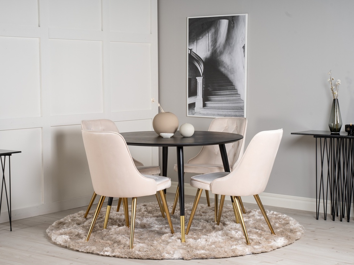 Borðstofusett Dallas 1178 (Beige + Gylltur)