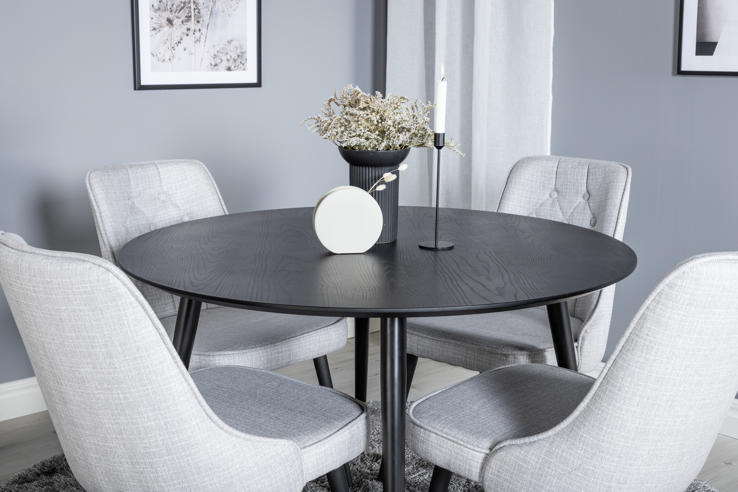 Borðstofusett Dallas 1178 (Grár + Svartur)