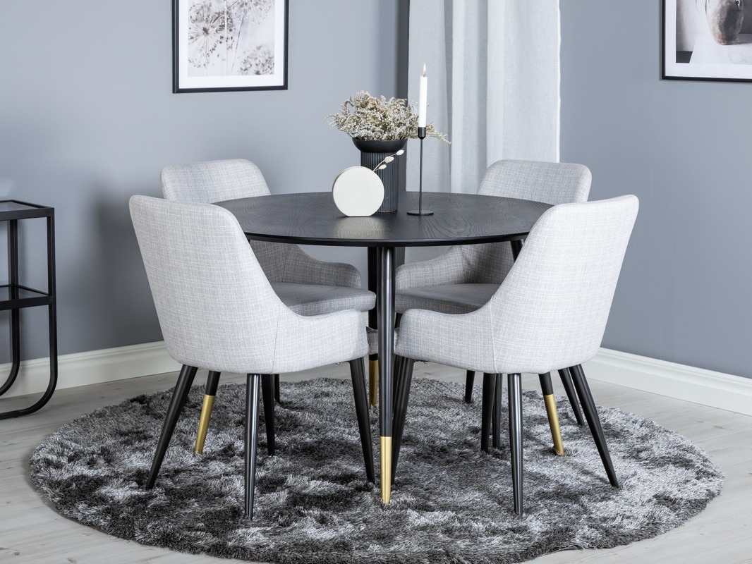 Borðstofusett Dallas 1181 (Grár + Svartur)