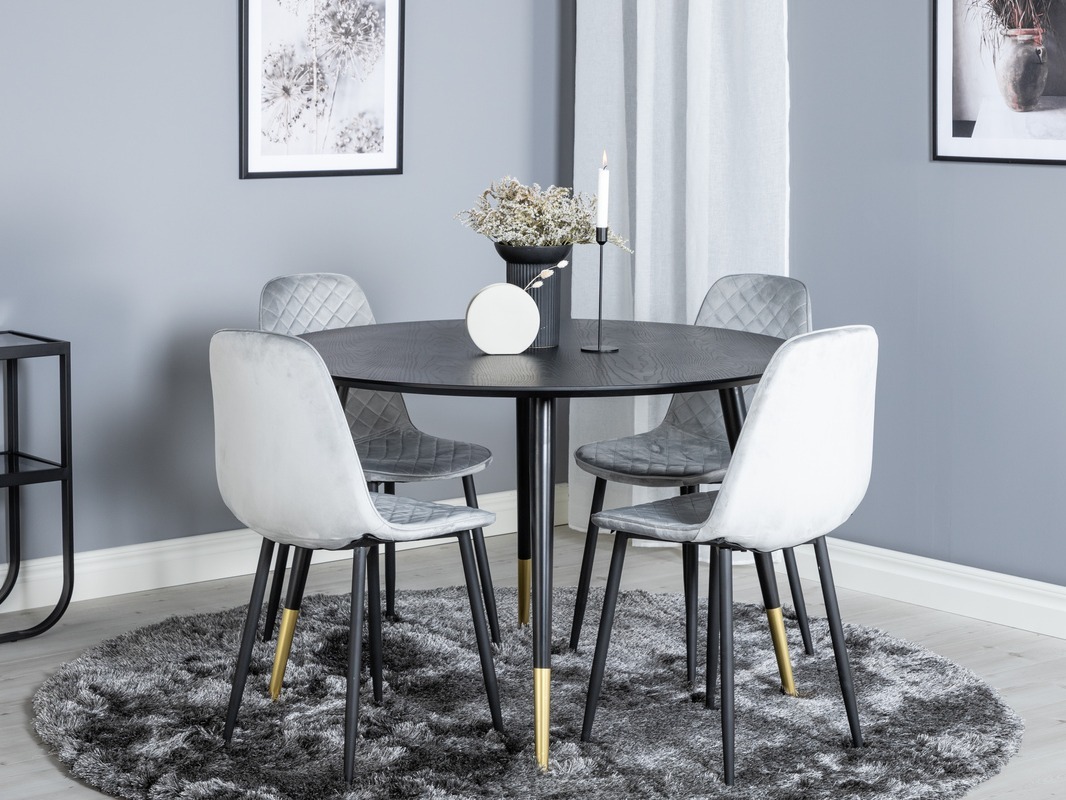 Borðstofusett Dallas 1183 (Grár + Svartur)