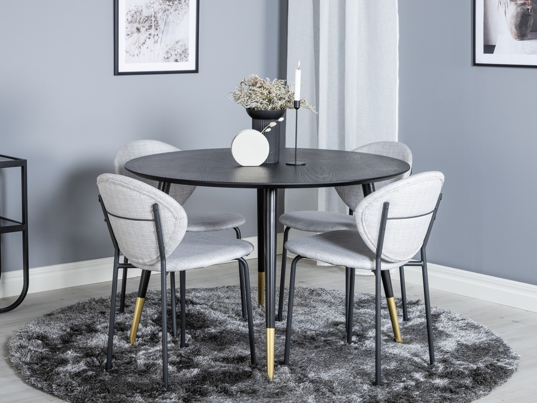 Borðstofusett Dallas 1186 (Grár + Svartur)