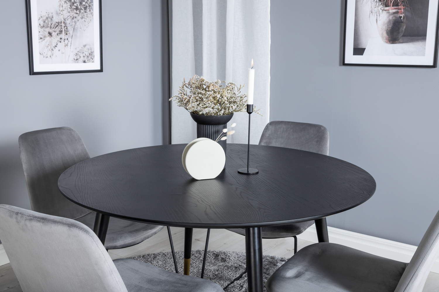 Borðstofusett Dallas 1189 (Grár + Svartur)