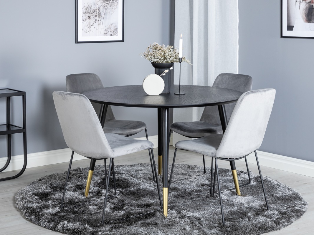 Borðstofusett Dallas 1189 (Grár + Svartur)