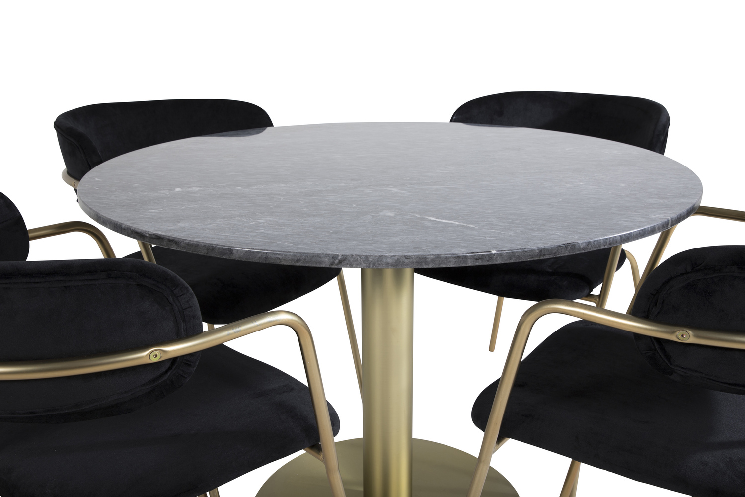 Borðstofusett Dallas 1208 (Svartur + Gylltur)
