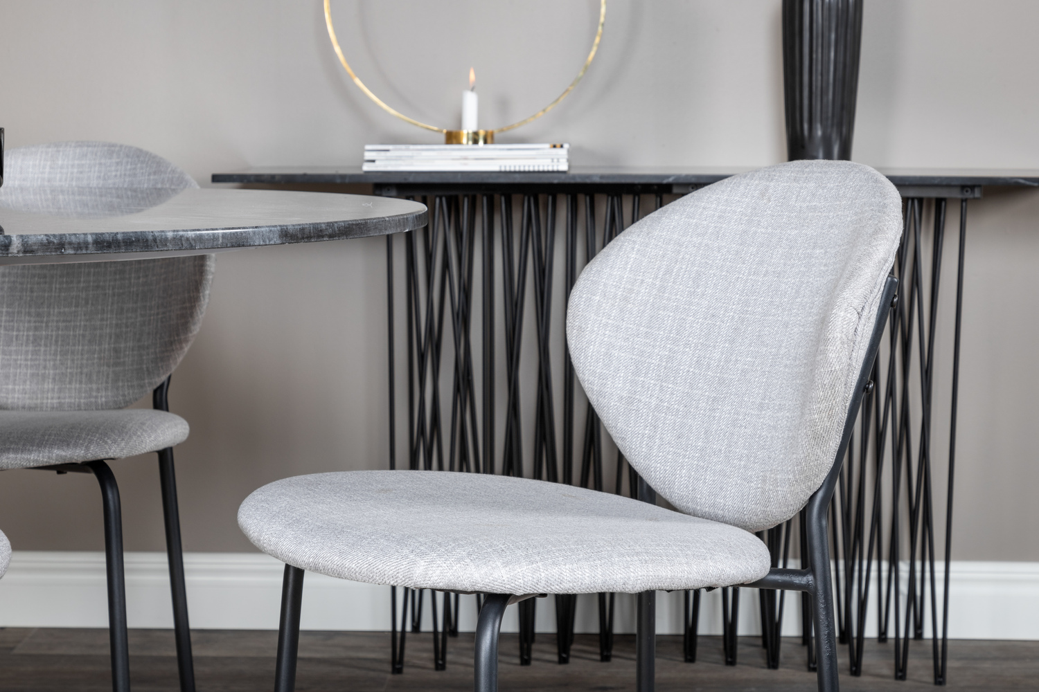 Borðstofusett Dallas 1209 (Grár + Svartur)
