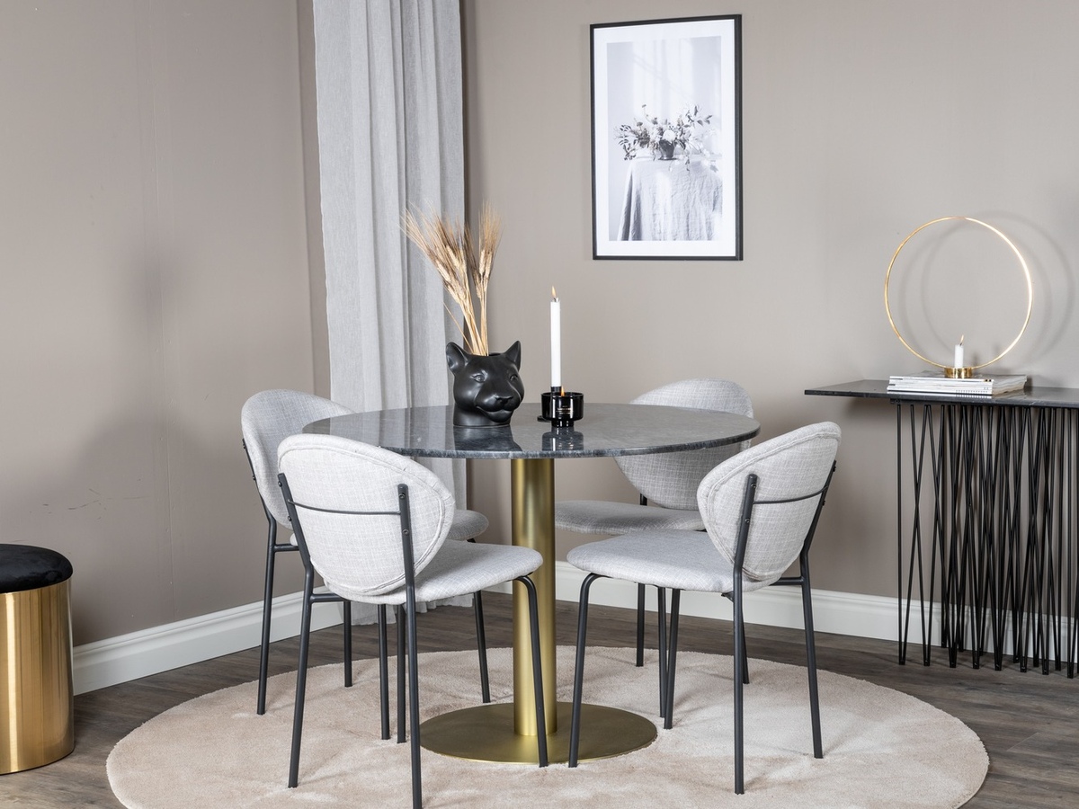 Borðstofusett Dallas 1209 (Grár + Svartur)