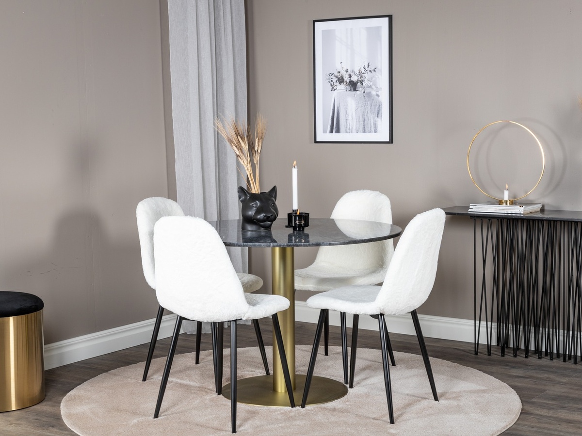 Borðstofusett Dallas 1215 (Hvítur + Svartur)
