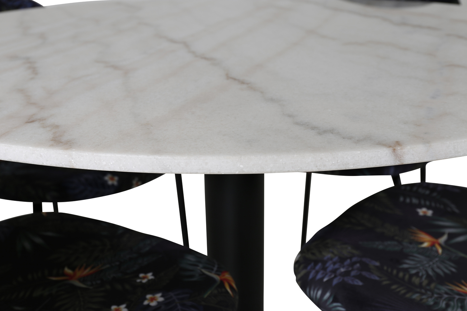 Borðstofusett Dallas 1298 (Blómamynstur + Svartur)