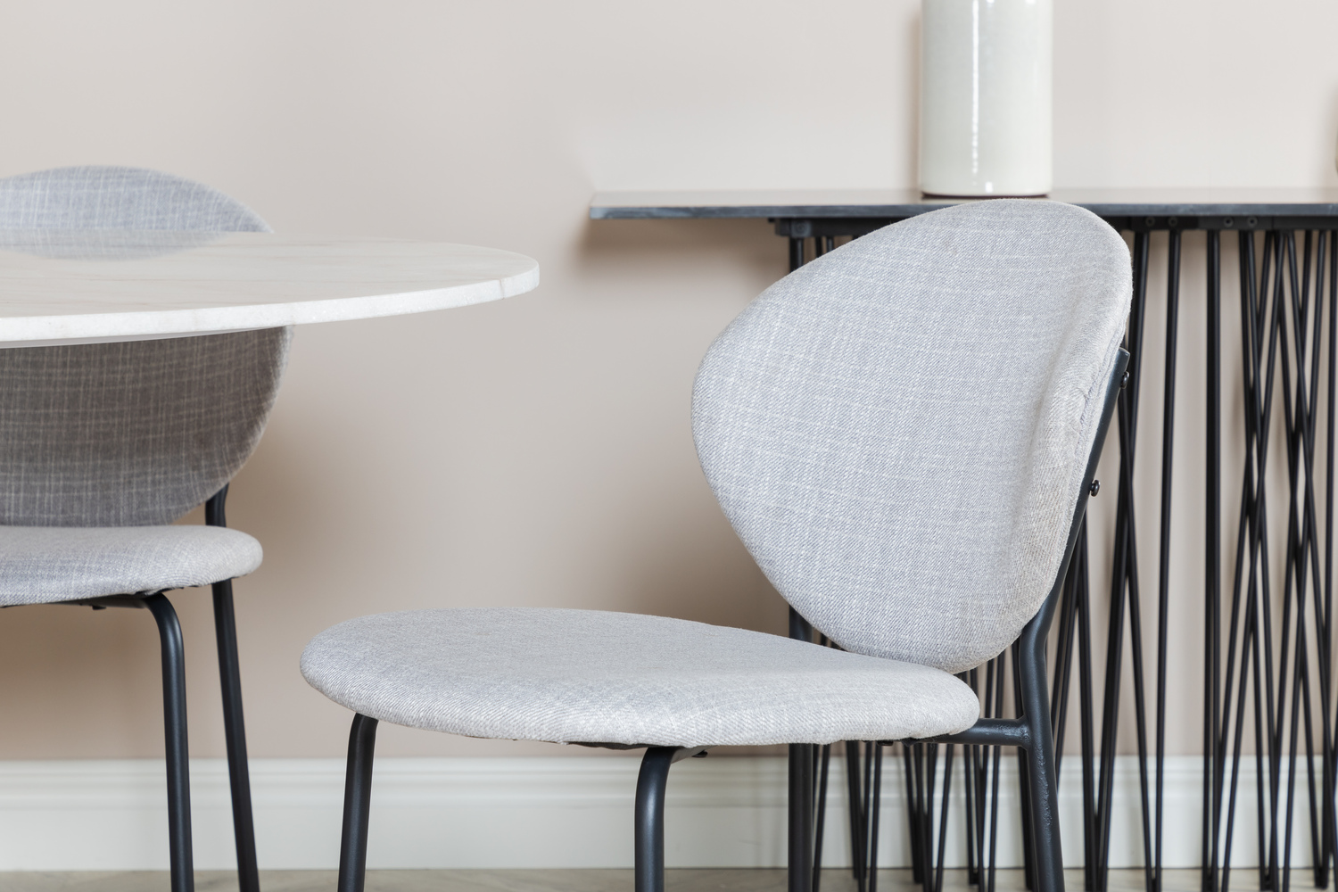 Borðstofusett Dallas 1298 (Grár + Svartur)