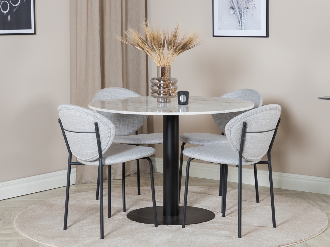 Borðstofusett Dallas 1298 (Grár + Svartur)