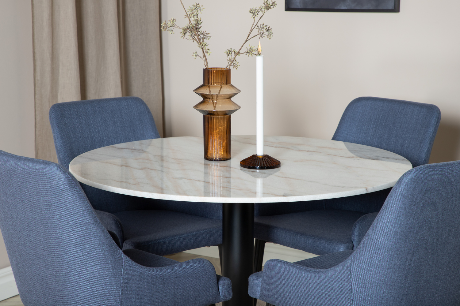 Borðstofusett Dallas 1300 (Blár + Svartur)