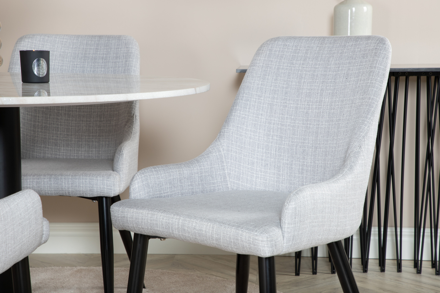 Borðstofusett Dallas 1300 (Ljósgrár + Svartur)