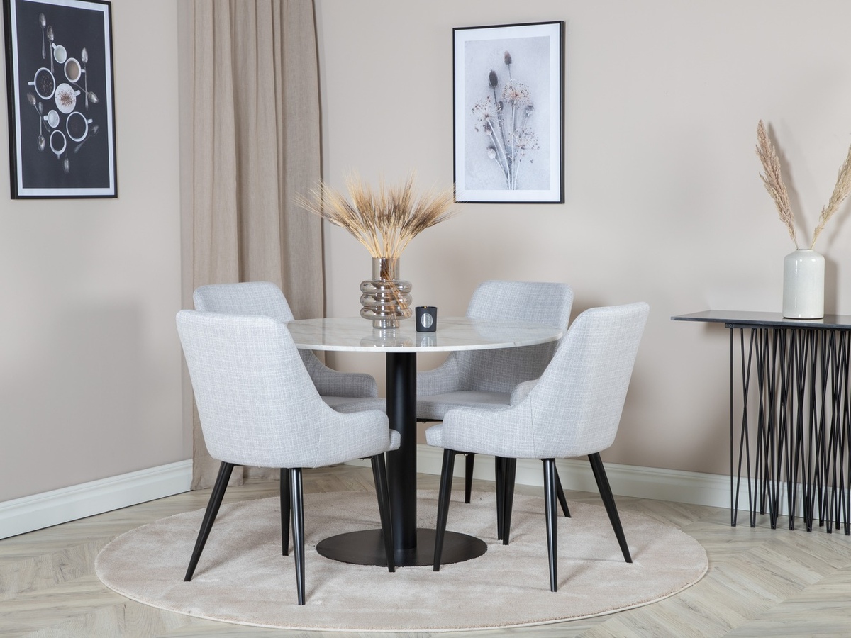 Borðstofusett Dallas 1300 (Ljósgrár + Svartur)