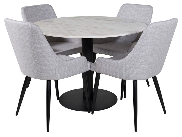 Borðstofusett Dallas 1300 (Ljósgrár + Svartur)