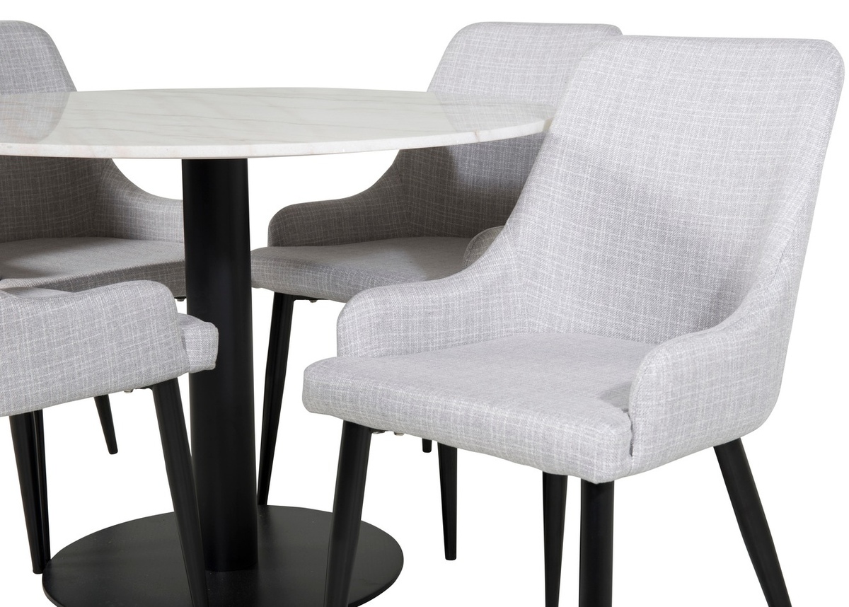 Borðstofusett Dallas 1300 (Ljósgrár + Svartur)