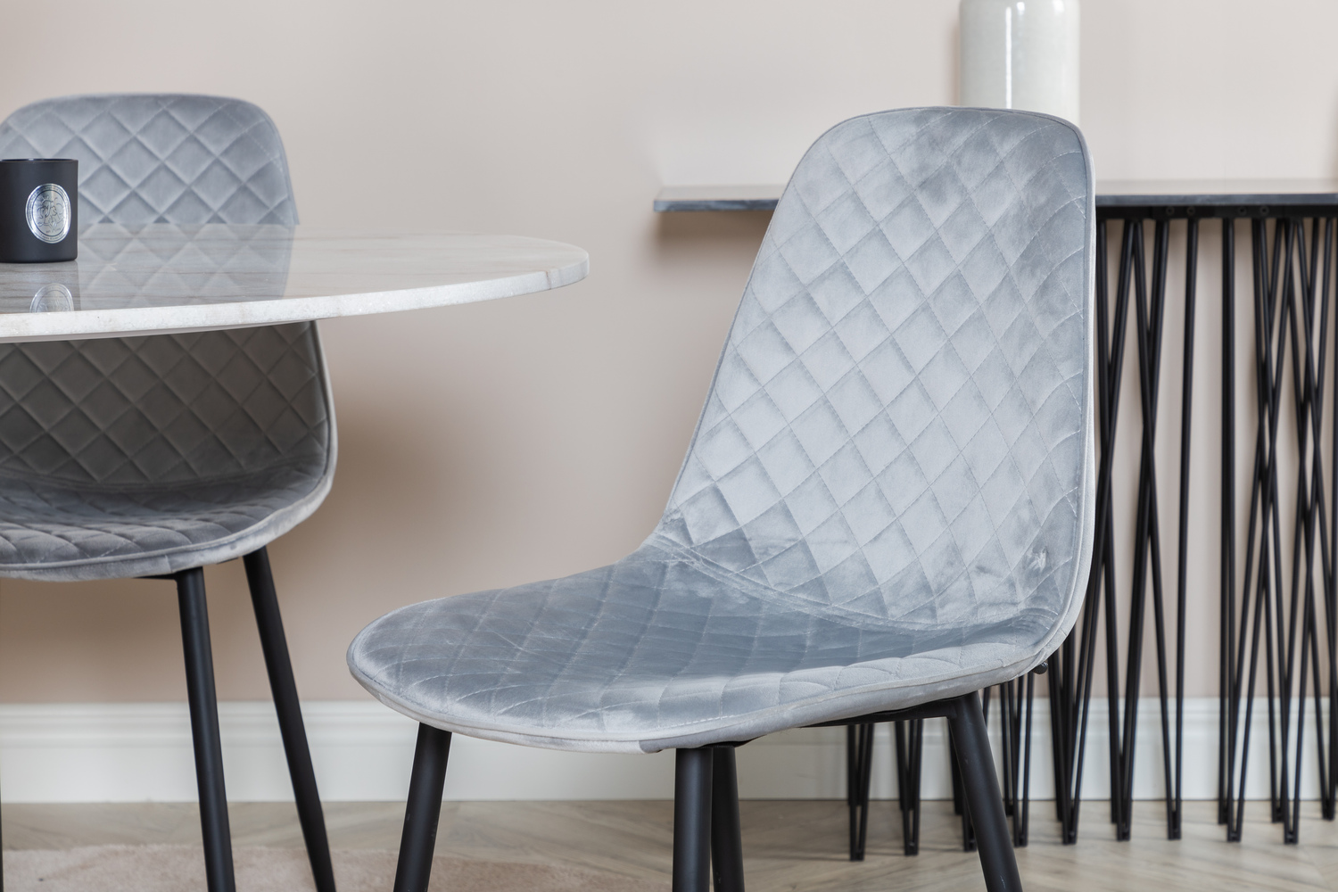 Borðstofusett Dallas 1302 (Grár + Svartur)