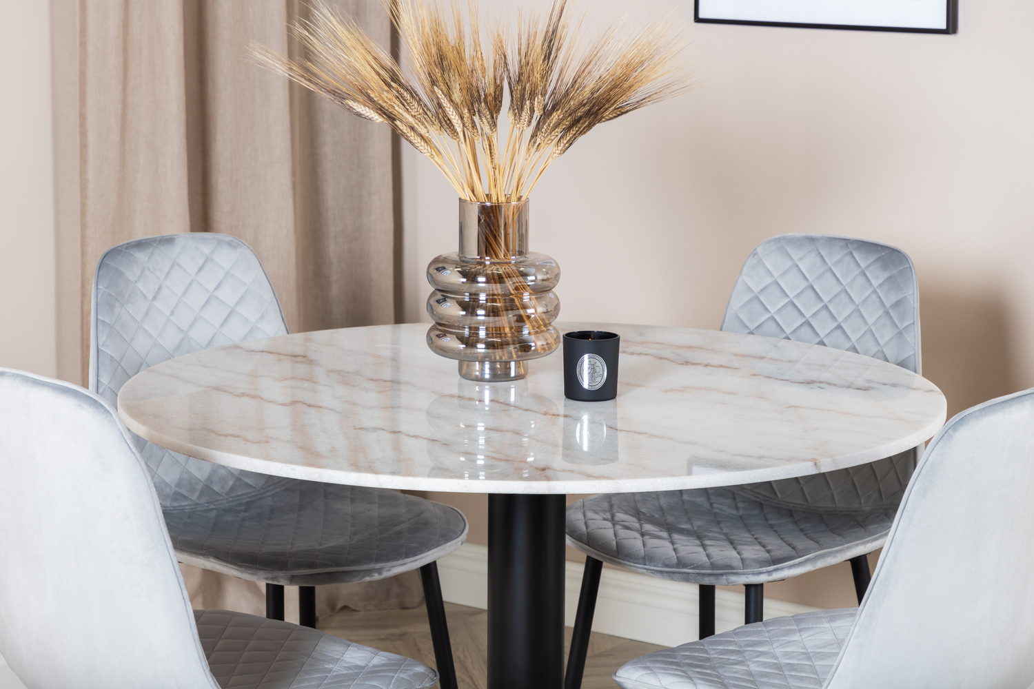 Borðstofusett Dallas 1302 (Grár + Svartur)