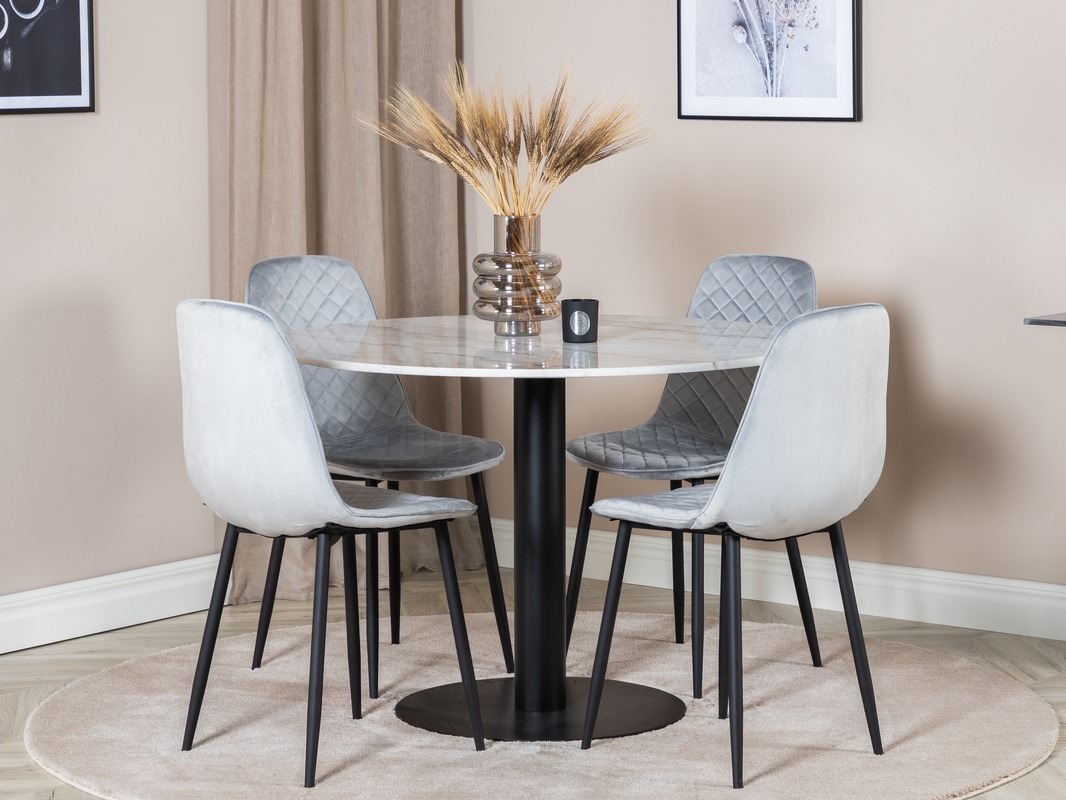 Borðstofusett Dallas 1302 (Grár + Svartur)