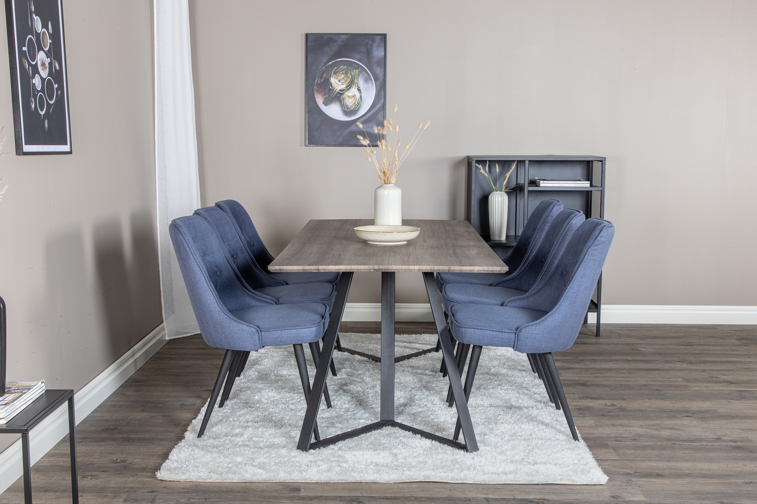 Borðstofusett Dallas 1347 (Blár + Svartur)