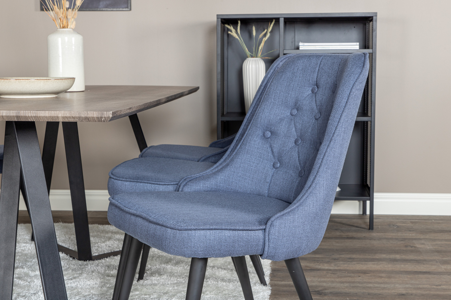 Borðstofusett Dallas 1347 (Blár + Svartur)