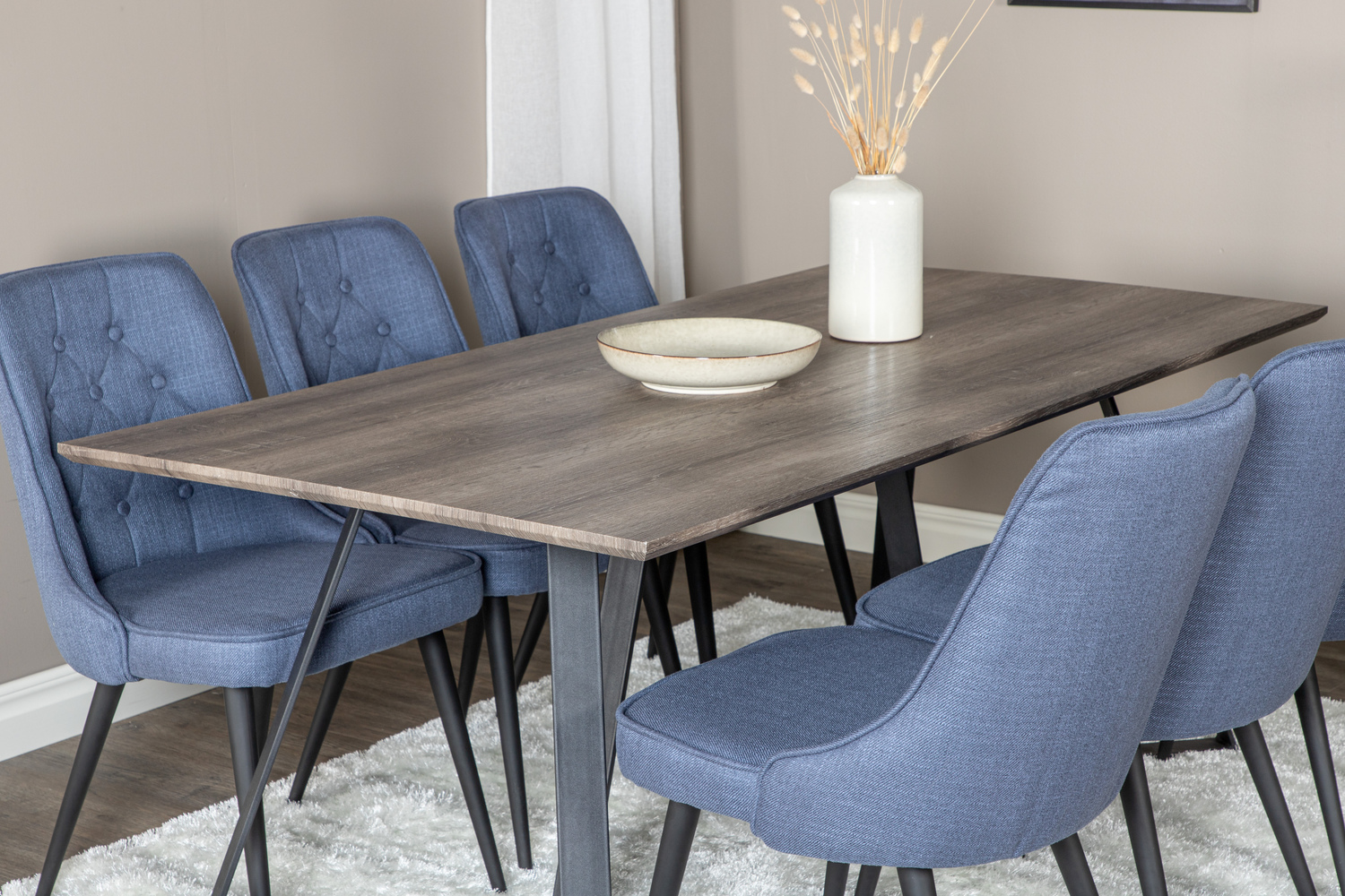 Borðstofusett Dallas 1347 (Blár + Svartur)