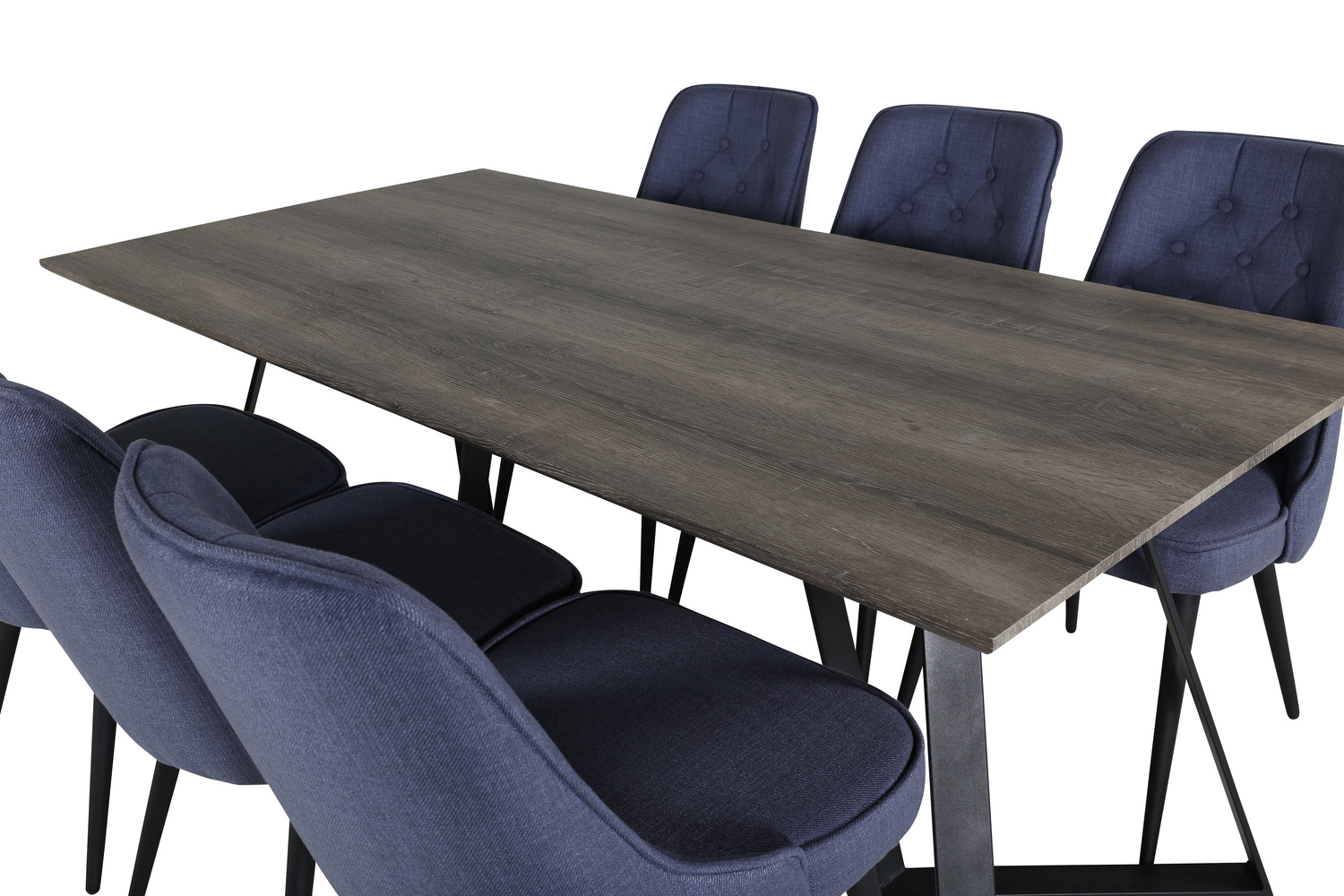 Borðstofusett Dallas 1347 (Blár + Svartur)