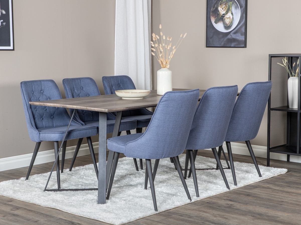 Borðstofusett Dallas 1347 (Blár + Svartur)
