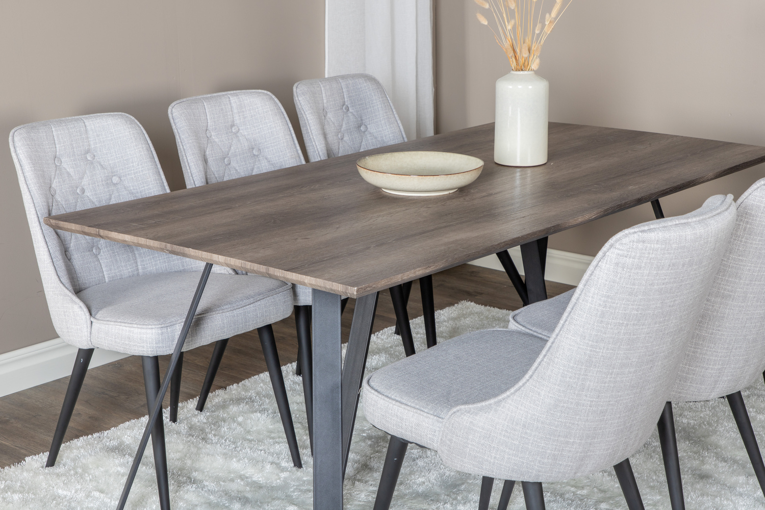Borðstofusett Dallas 1347 (Grár + Svartur)