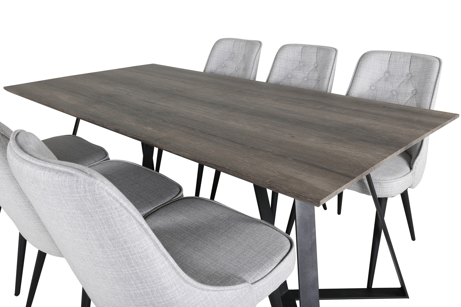 Borðstofusett Dallas 1347 (Grár + Svartur)
