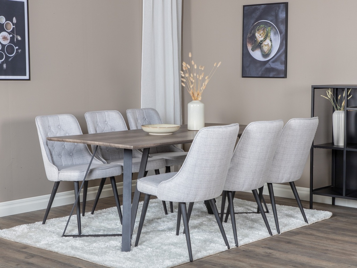 Borðstofusett Dallas 1347 (Grár + Svartur)