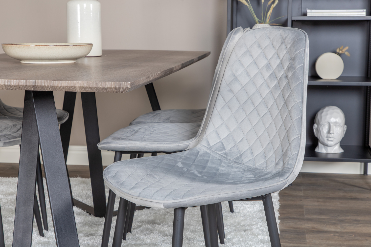 Borðstofusett Dallas 1357 (Grár + Svartur)