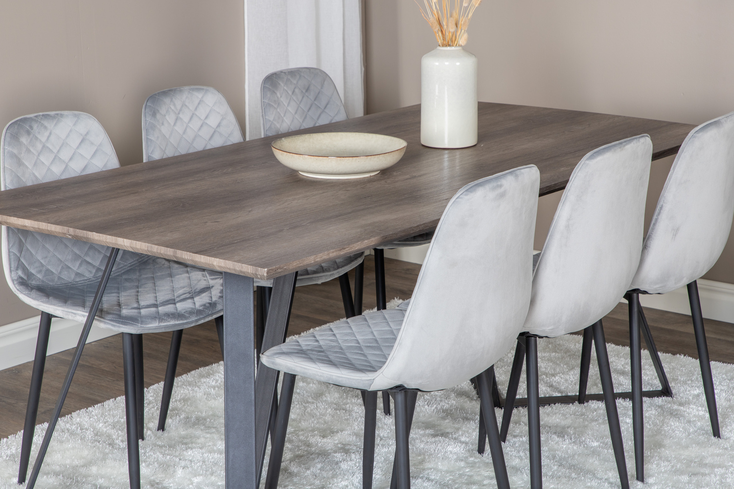 Borðstofusett Dallas 1357 (Grár + Svartur)