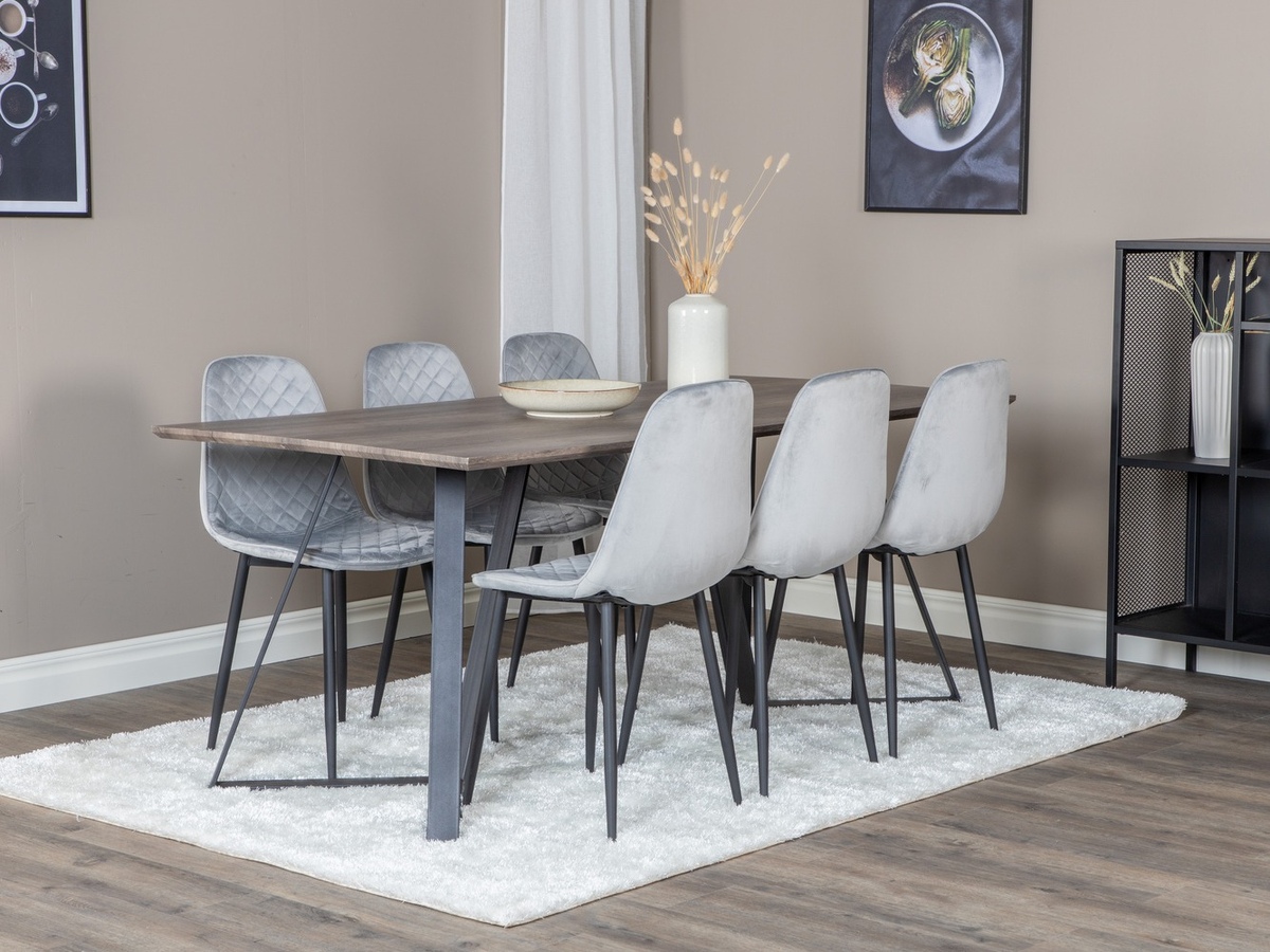 Borðstofusett Dallas 1357 (Grár + Svartur)