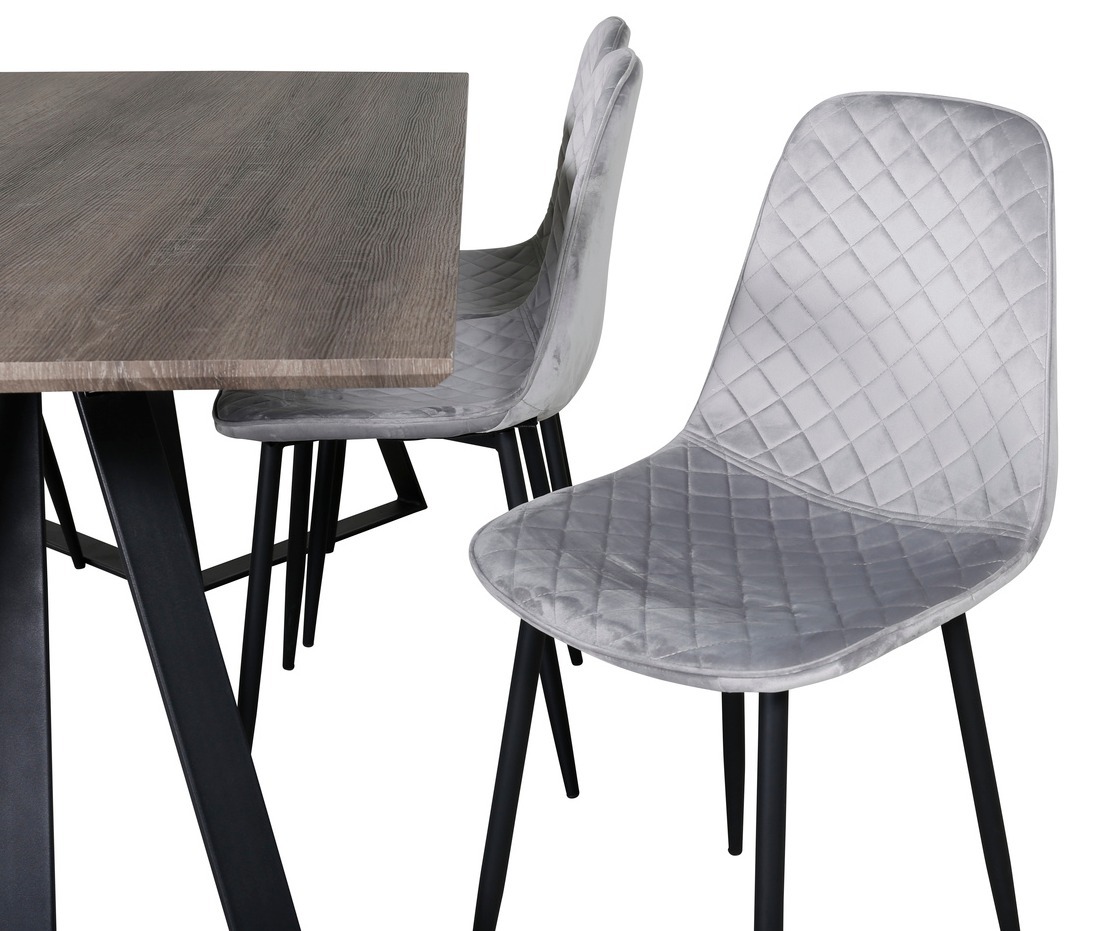 Borðstofusett Dallas 1357 (Grár + Svartur)