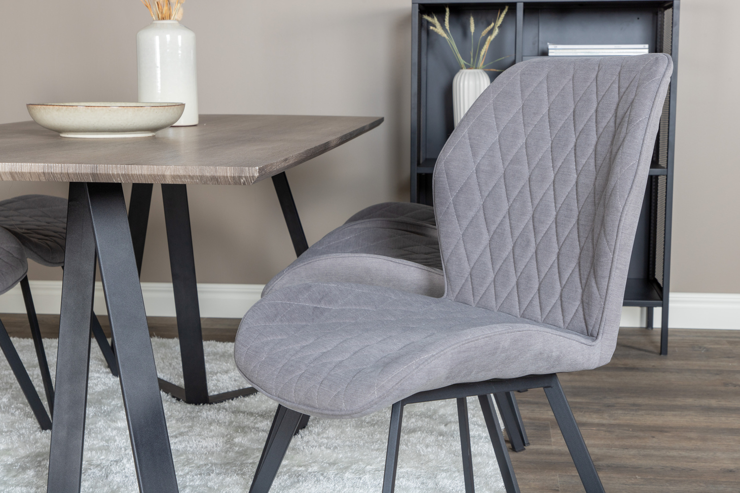 Borðstofusett Dallas 1359 (Grár + Svartur)
