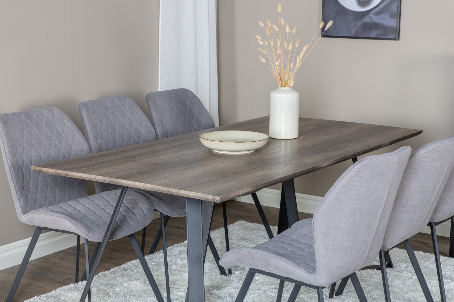 Borðstofusett Dallas 1359 (Grár + Svartur)