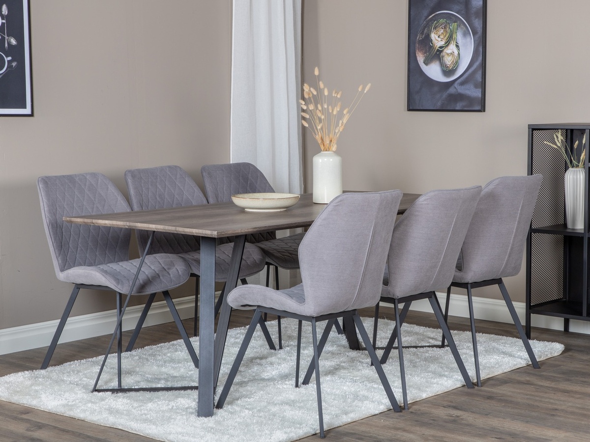 Borðstofusett Dallas 1359 (Grár + Svartur)