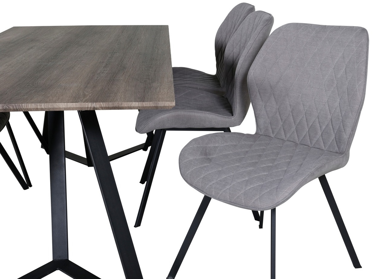 Borðstofusett Dallas 1359 (Grár + Svartur)