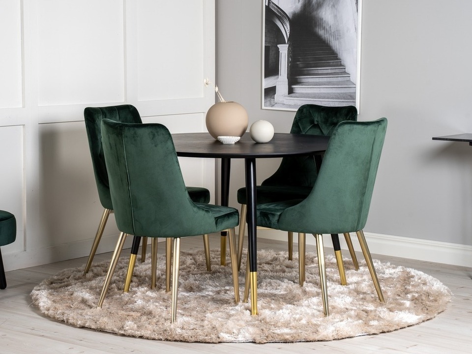 Borðstofusett Dallas 1178 (Grænn + Gylltur)