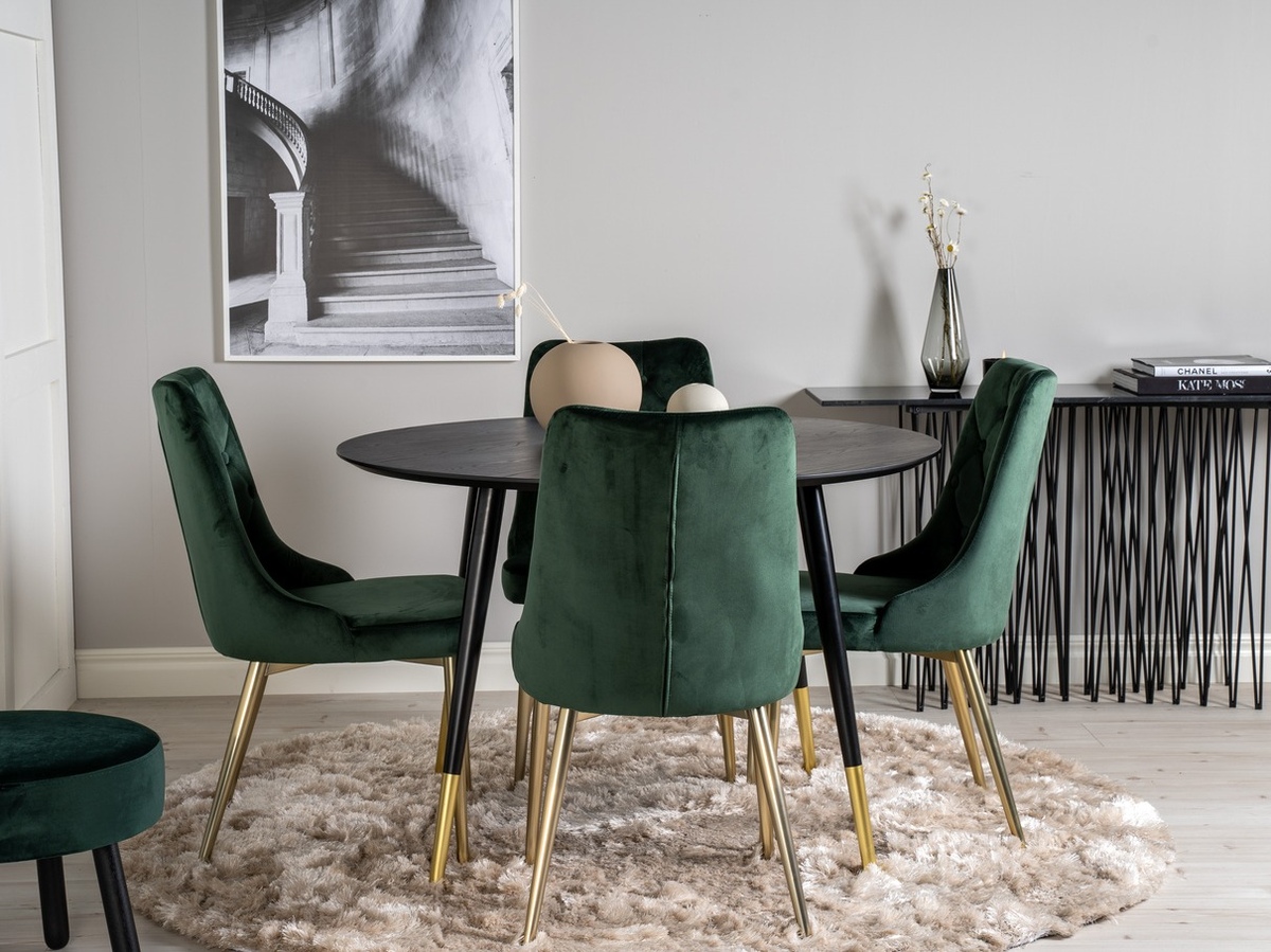 Borðstofusett Dallas 1178 (Grænn + Gylltur)