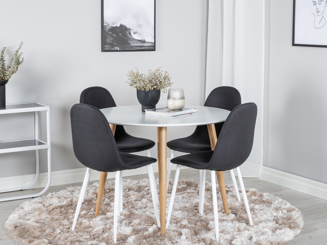 Borðstofusett Dallas 291 (Svartur + Hvítur)
