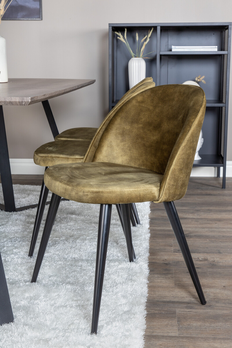 Borðstofusett Dallas 340 (Púðurgrænn + Svartur)