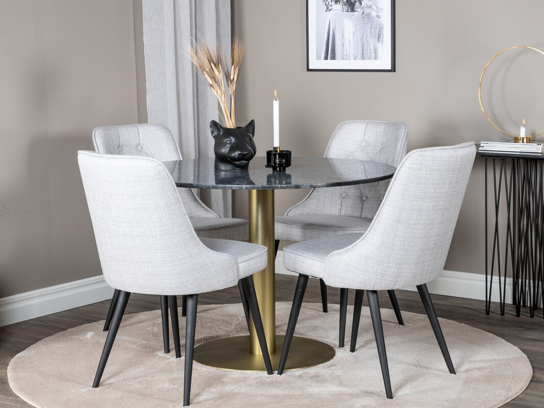 Borðstofusett Dallas 370 (Grár + Svartur)