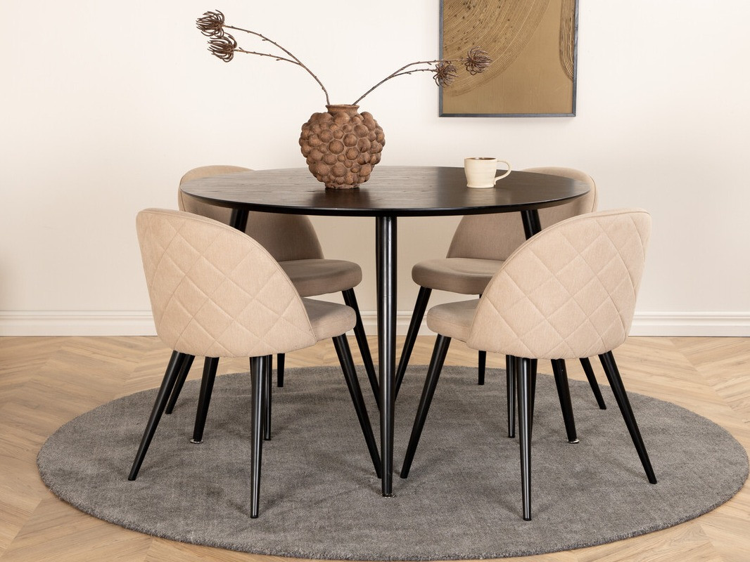 Borðstofusett Dallas 2545 (Beige + Svartur)