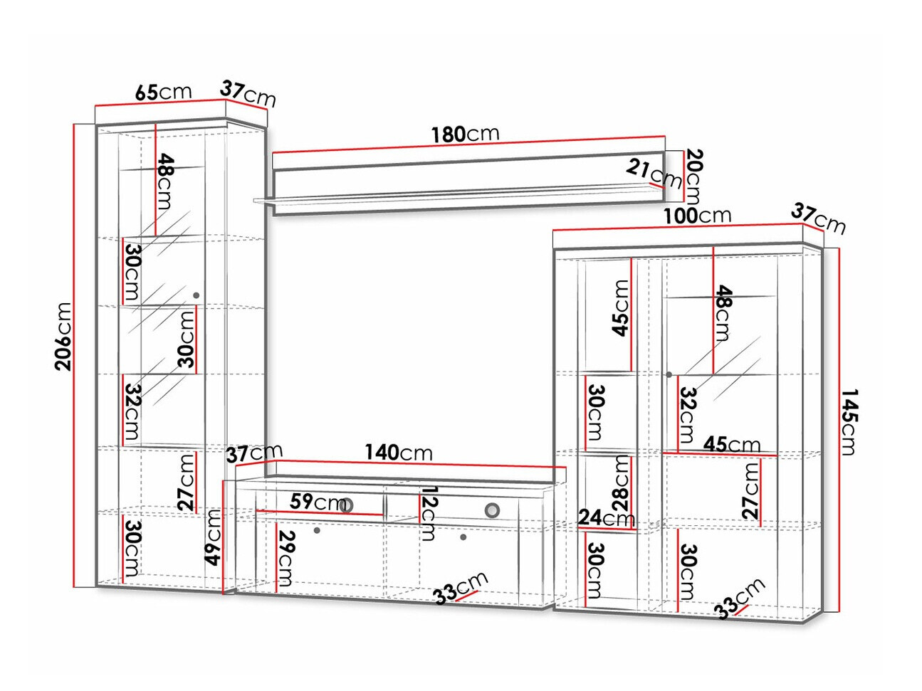 Stofusett Salelbo 100 (Rivera eik)