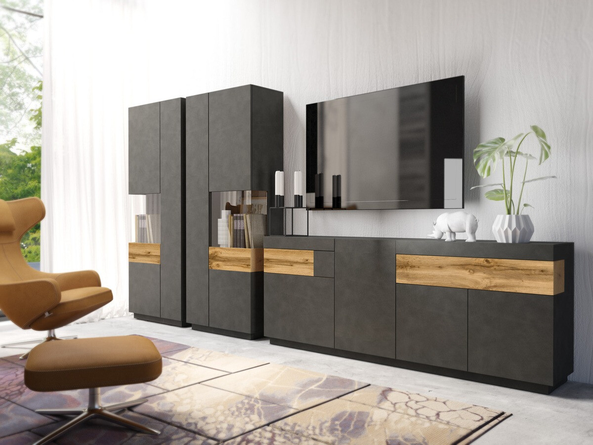 Stofusett Livlore 108 (Matera-grátt + Wotan-eik)