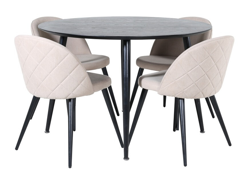 Borðstofusett Dallas 2545 (Beige + Svartur)
